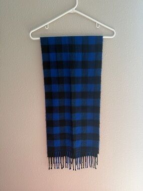 Givenchy Black and Blue Plaid Acrylic Scarf - made in Italy